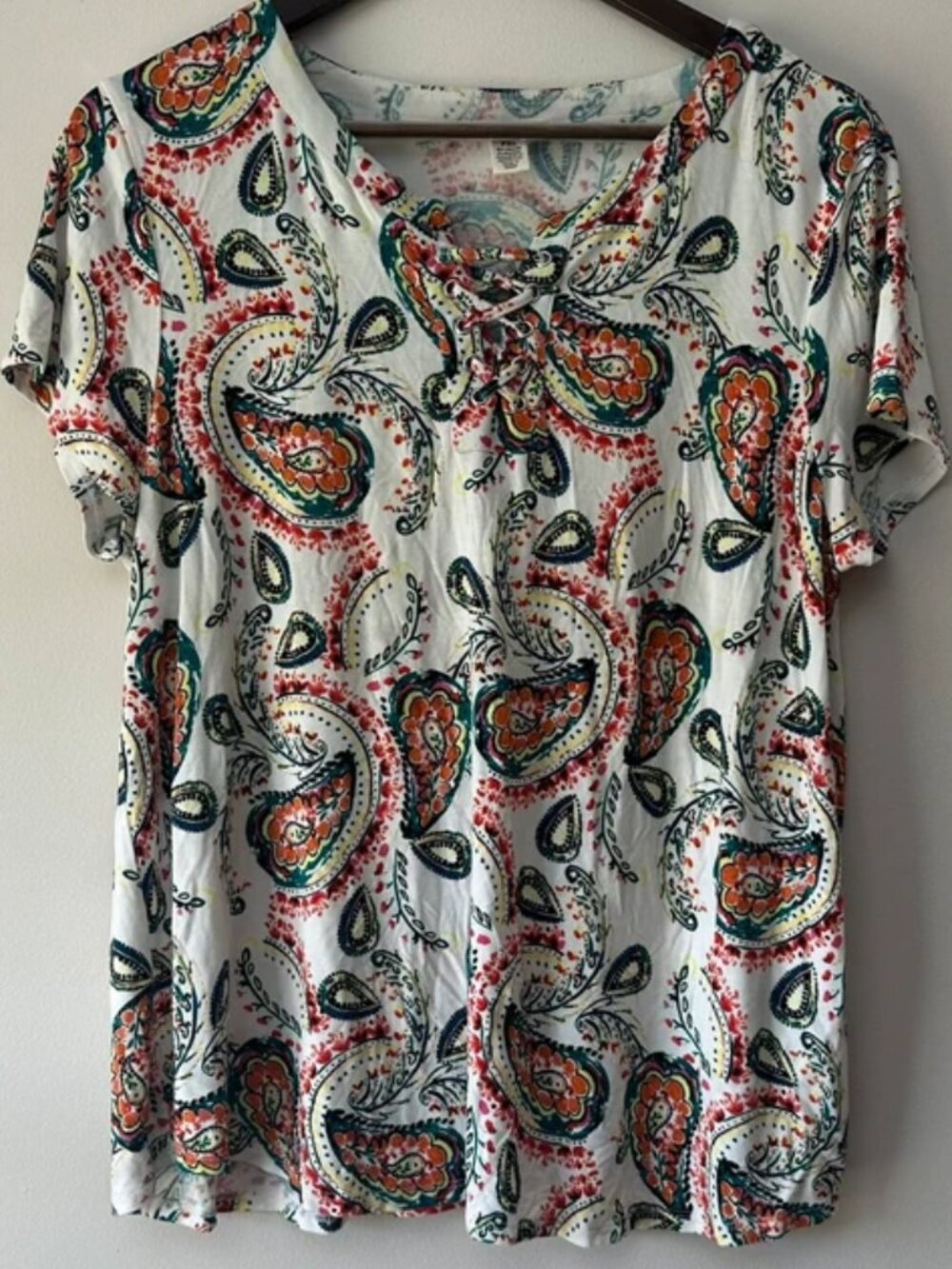 Westbound Petites White Paisley Shirt PXL